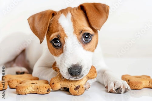 Jack Russell puppy and adult dog food bone shaped cookies photo