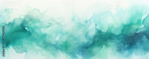 Teal watercolor light background natural paper texture abstract watercolur Teal pattern splashes aquarelle painting white copy space for banner design, greeting card