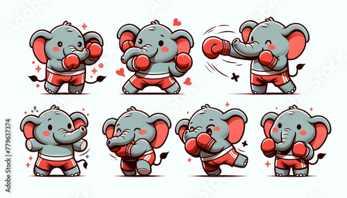 Elephant Showcases Boxing Moves in Vector Illustrations