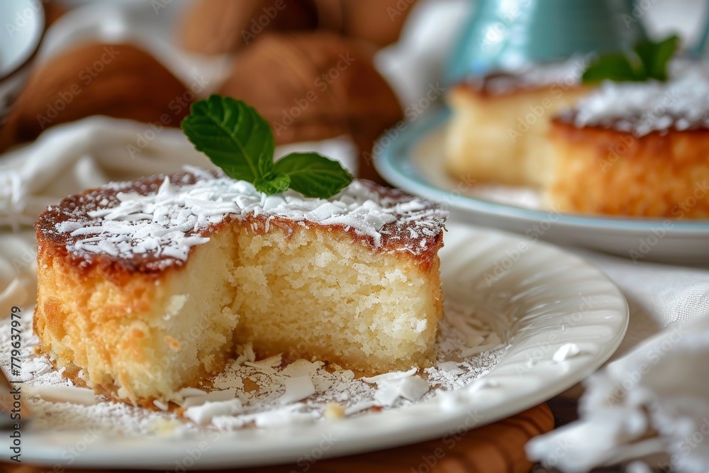 Latin American dessert coconut cake typical Colombian treat Latin American dessert coconut cake typical Colombian treat