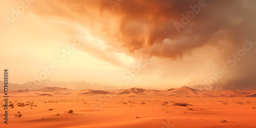 distant desert with sandstorms and oases. Generative AI