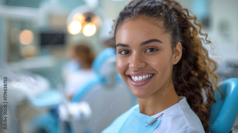 Serene Woman in Dental Chair Serene Woman in Dental Chair