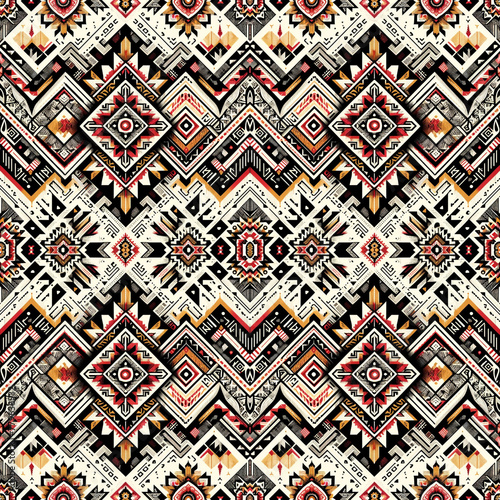 Aztec Fabric Triangular ikat seamless pattern