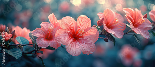 a many pink flowers that are growing on a tree © Masum