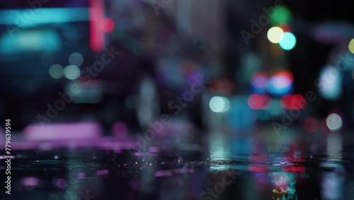 Times Square New York City at Night Reflection Downtown in the Rain