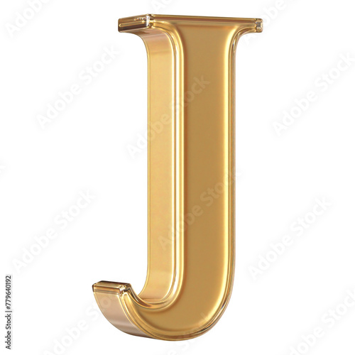 Gold 3D Letter J Font - Alphabet 3d Render