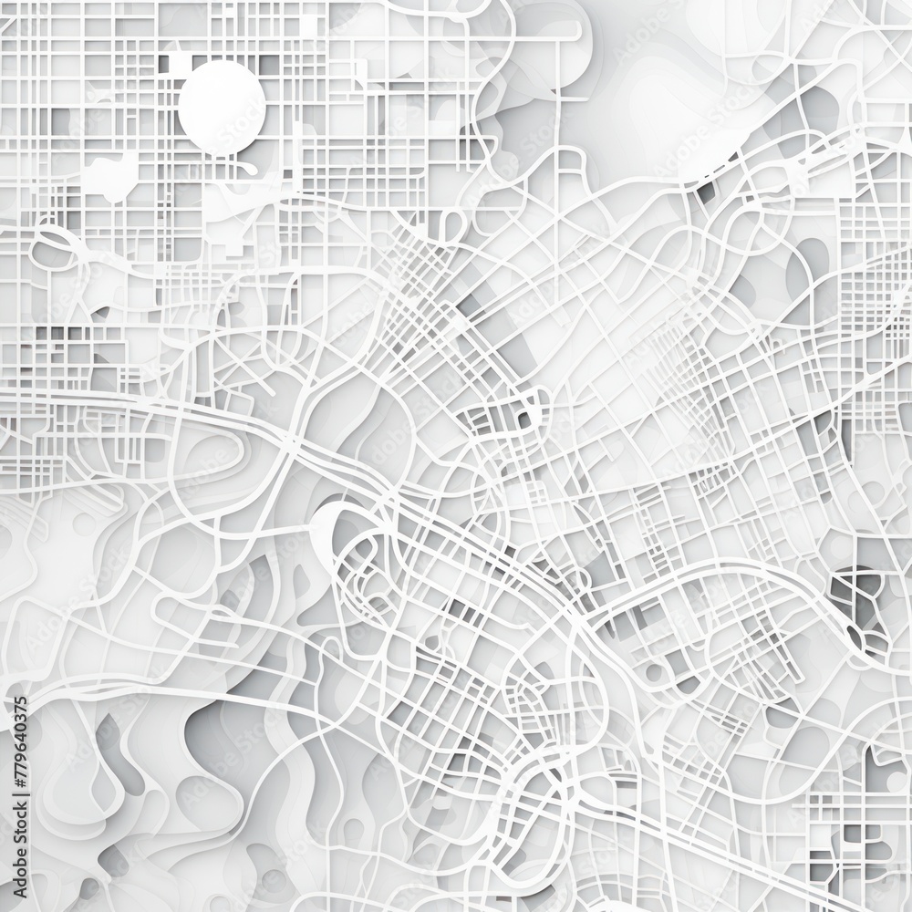 White and white pattern with a White background map lines sigths and pattern with topography sights in a city backdrop