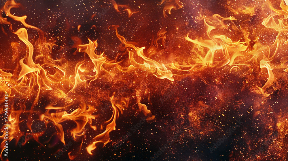 Fire flames isolated on black background with copy space for text or decoration Fire flames isolated on black background with copy space for text or decoration