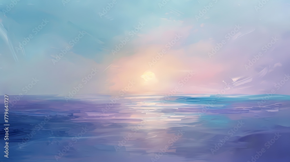 Mauve and sky blue merge in a delicate and dreamy abstract scene, capturing the essence of a soft and tranquil sunset.