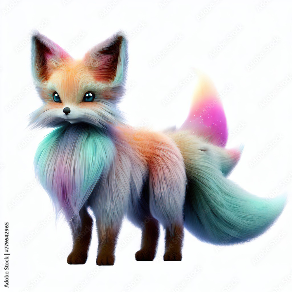 Obraz premium furry forest animal with beautiful colors and white background. with Generative AI technology 