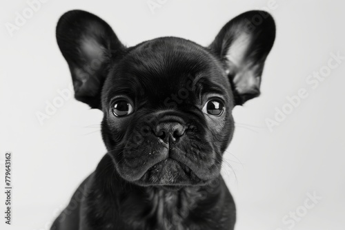 Portrait of a black French bulldog puppy on white background © VolumeThings