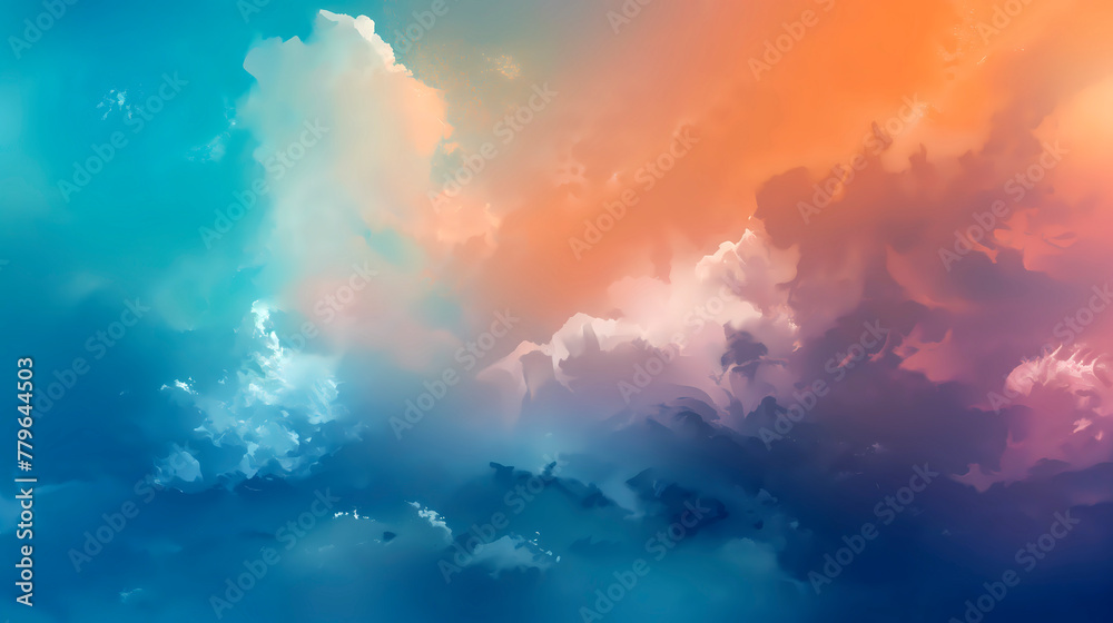 Colorful sky background with clouds. 3d rendering illustration of clouds Colorful sky background with clouds. 3d rendering illustration of clouds