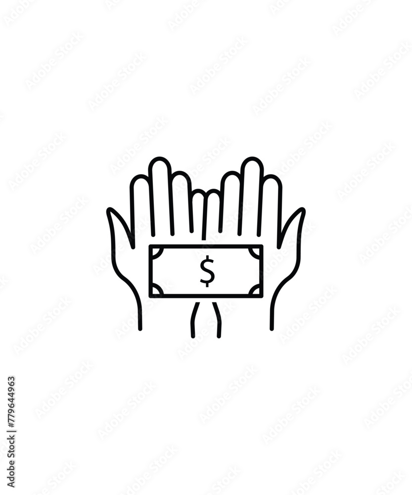 hand holding money icon, vector best line icon. hand holding money icon, vector best line icon.