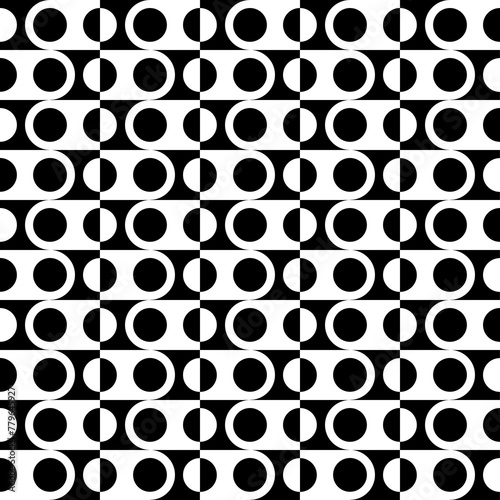 Retro Style Black and White Abstract Circles Sixties Pattern 