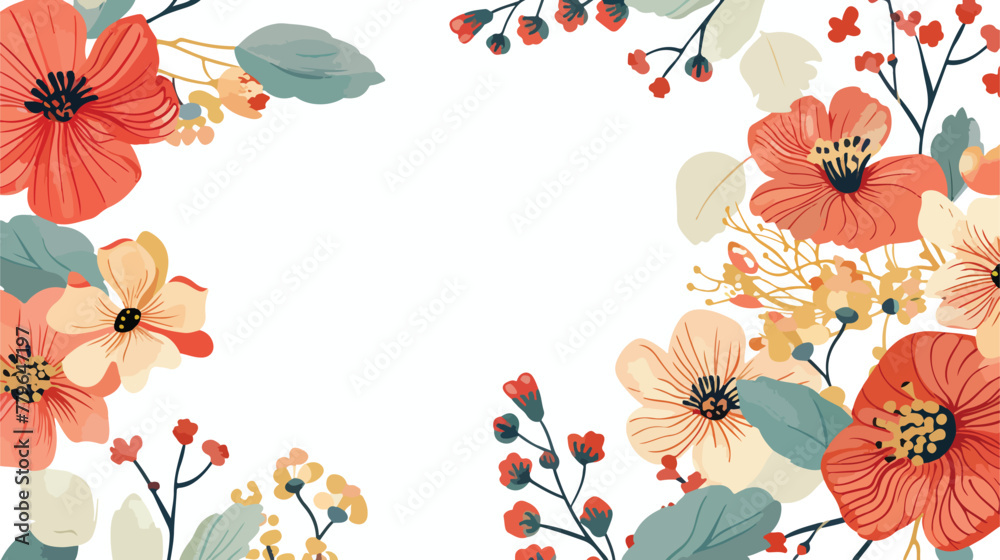Floral card. Vintage flowers. flat vector isolated on