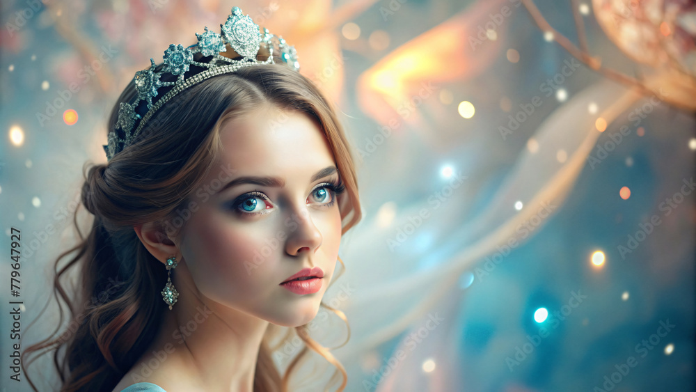 Princess in the City: A Glamorous Portrait with Blue Eyes, Winter Beauty, and Elegant Fashion
