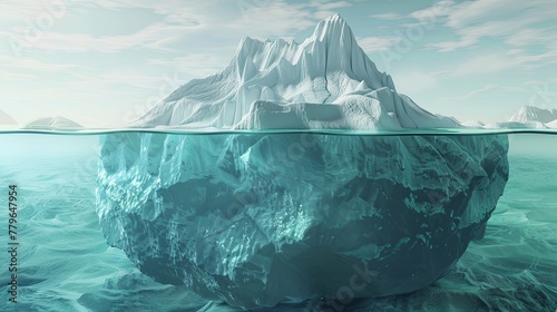 Detailed 3D model showing the structure of an iceberg above and below water with interactive elements to explore how warming temperatures lead to calving and the breakup of icebergs photo