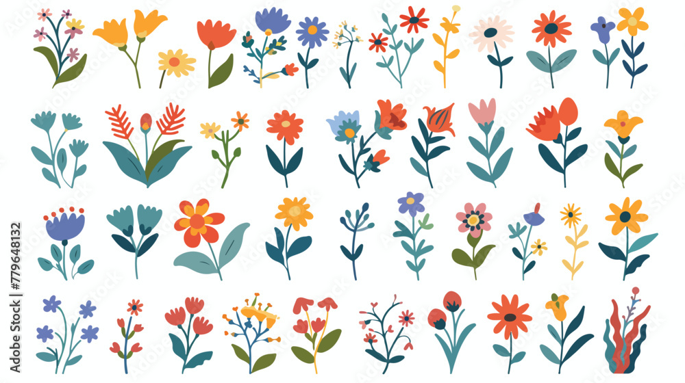 Flowers icon vector set. garden illustration sign coll