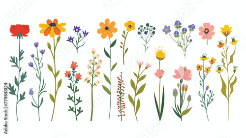 Flowers icon vector set. garden illustration sign coll photo