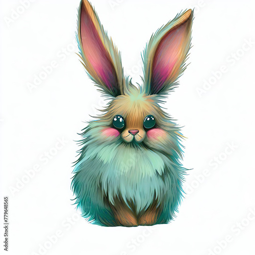  furry forest animal with beautiful colors and white background. with Generative AI technology 
