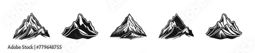 Mountain artistic emblem. Mountains vector set. Hiking concept creative logotype.