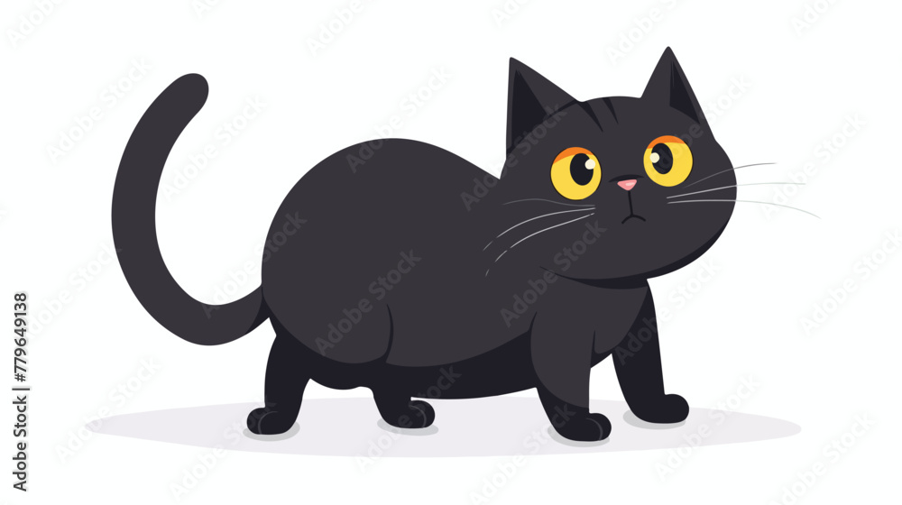 Funny cat cartoon flat vector isolated on white background