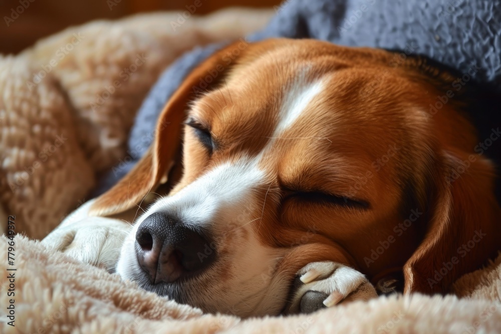 Resting beagle dog dreaming