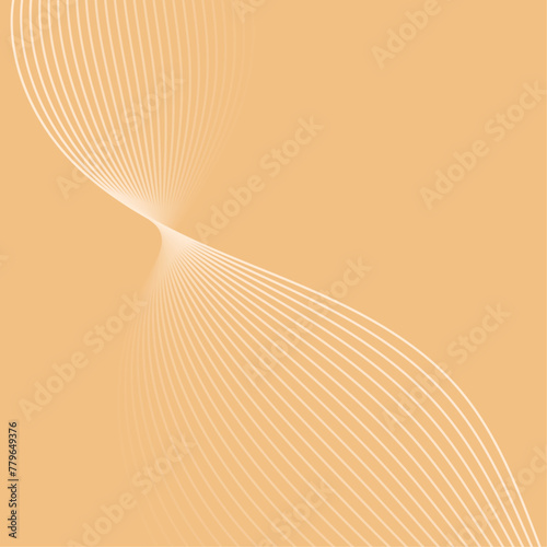 Abstract background with waves. Vector banner with lines. Background for music album  poster  card  advertisement. Geometric element for design isolated on orange. Beige and orange gradient