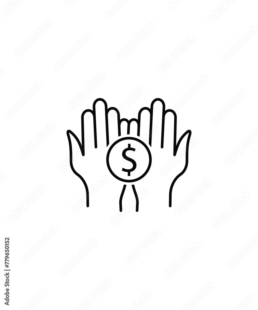 hand holding money icon, vector best line icon.