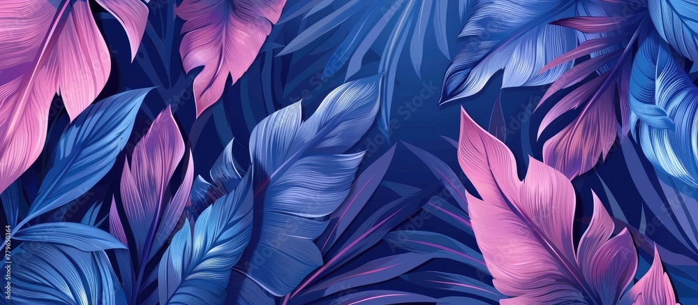 A stunning arrangement of purple iris flowers with electric blue and magenta petals, set against a dark blue background, resembling a vibrant water garden A stunning arrangement of purple iris flowers with electric blue and magenta petals, set against a dark blue background, resembling a vibrant water garden