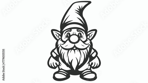 Gnome drawing with black lines on a white background flat
