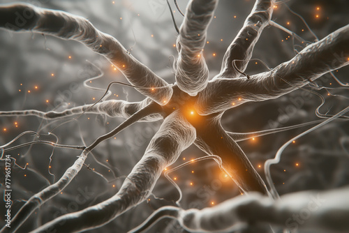Close-up of synapses or brain cells in the brain - Dementia or Alzheimer's disease