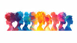 Banner for Minority Mental Health Awareness Month with colorful silhouette of minority people