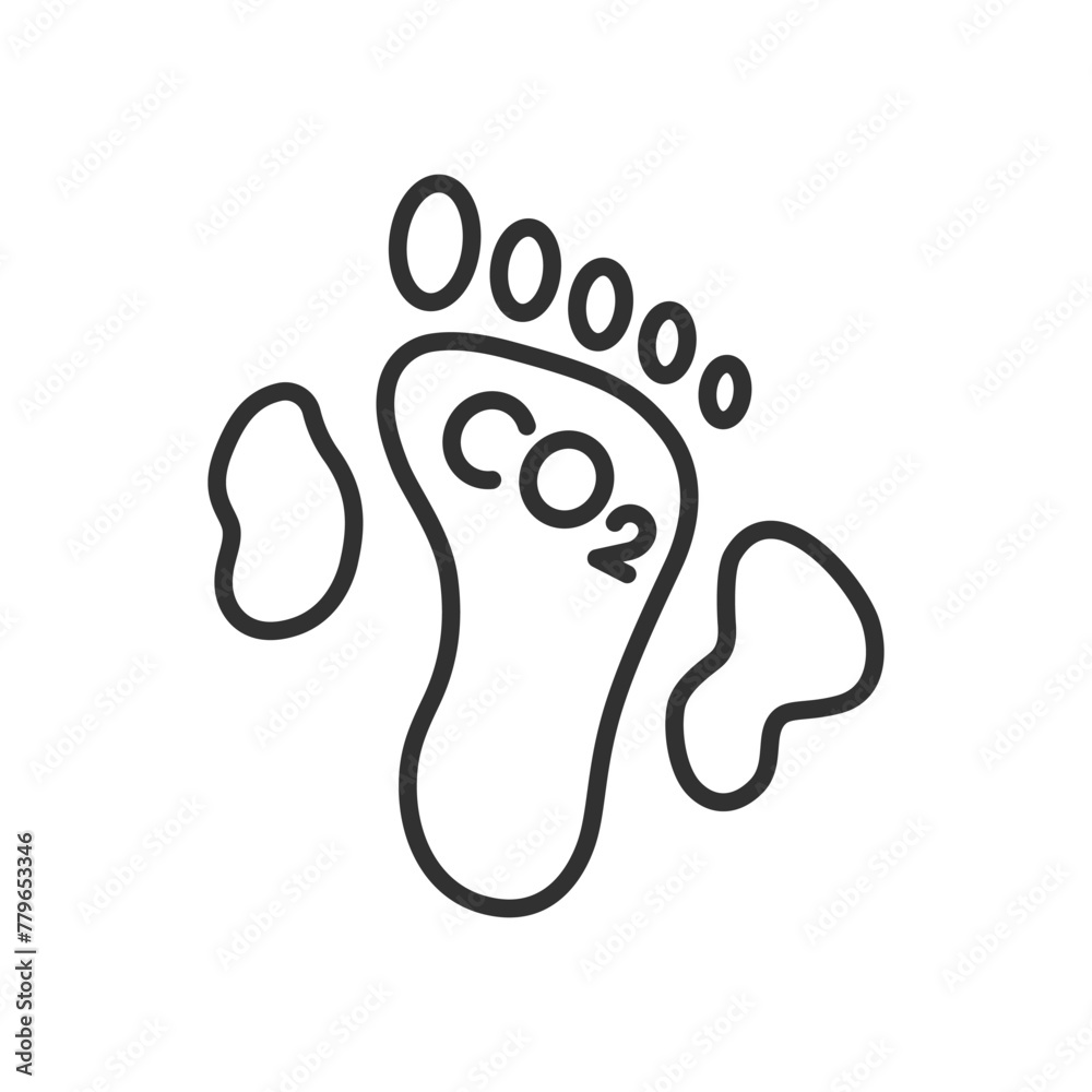 Carbon Footprint, linear icon. The footprint of a bangs foot and a cloud of carbon dioxide, CO2. Line with editable stroke Carbon Footprint, linear icon. The footprint of a bangs foot and a cloud of carbon dioxide, CO2. Line with editable stroke