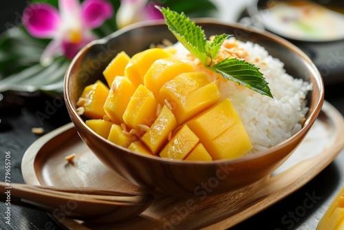 Thai dessert with mango and rice is popular © VolumeThings