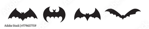 Bat vector icons. Creeppy bats silhouette set.