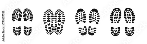 Shoe print vector set. Boots imprint collection. Shoes footprint icons. photo