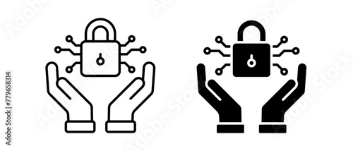 Cyber security icon vector set. Secured network symbol