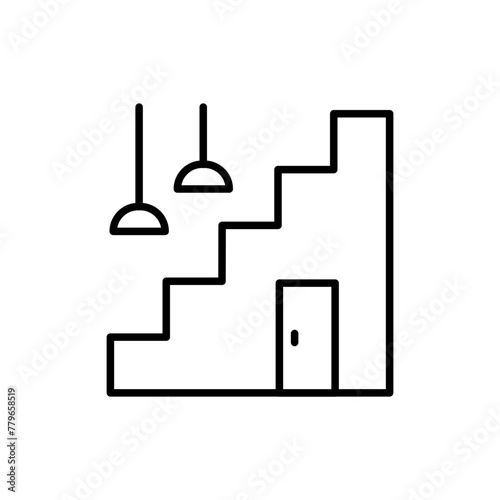 Stairs outline icons, minimalist vector illustration ,simple transparent graphic element .Isolated on white background