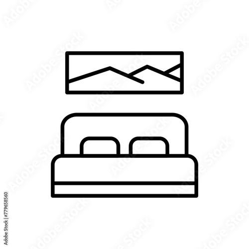 Bedroom outline icons, minimalist vector illustration ,simple transparent graphic element .Isolated on white background