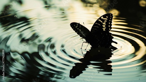 Butterfly Silhouette Reflection in water