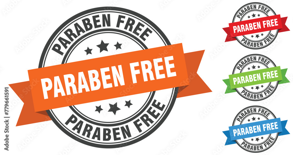 paraben free stamp. round band sign set. label