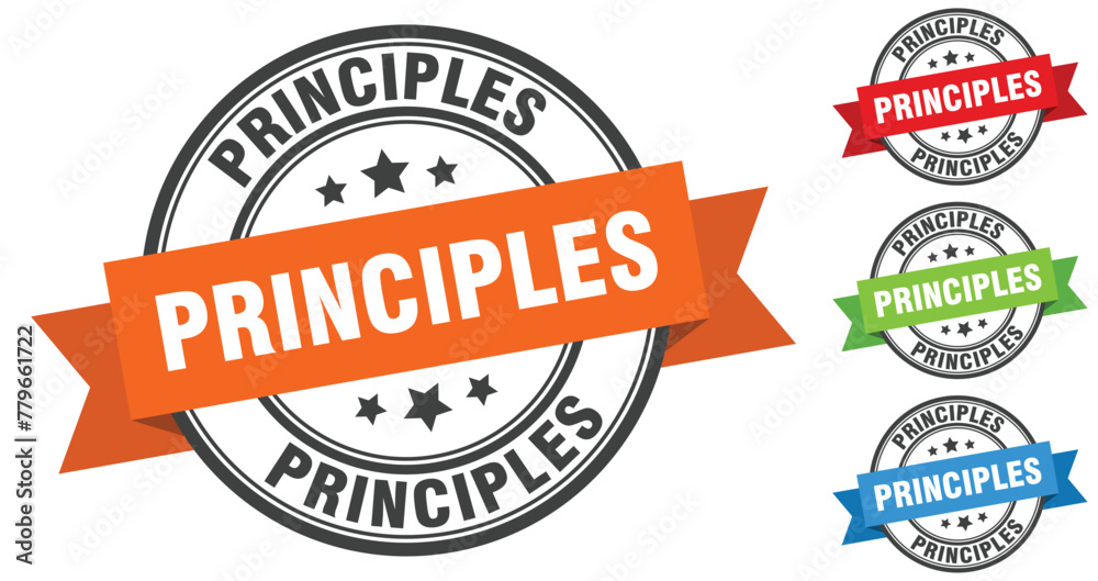 principles stamp. round band sign set. label principles stamp. round band sign set. label