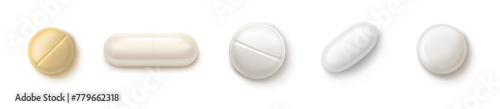 Pill realistic vector set. Medical pills healthcare illustration.
