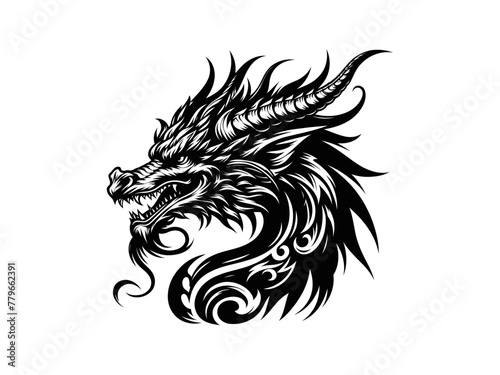 Dragon s Gaze  Majestic Dragon Head Vector Illustration for Mythical Design