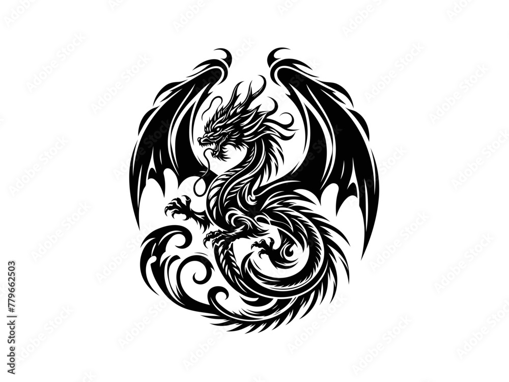 Fototapeta premium Majestic Myth: Dragon Vector Clipart for Legendary Design