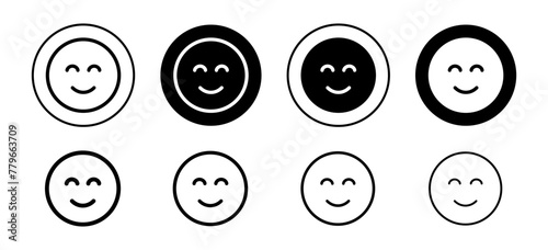 Improves mood and focus emoji face icon. Happy feeling emoticon symbol. joyful and smile face smiley set