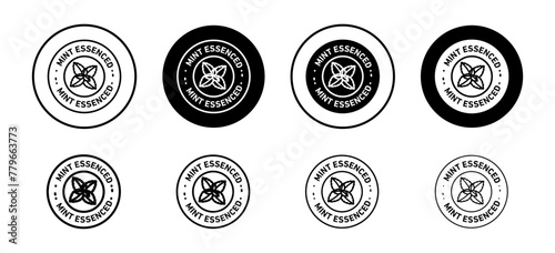Mint essenced product packaging and label stamp or badge icon. peppermint leaf with menthol herb oil as ingredient symbol.