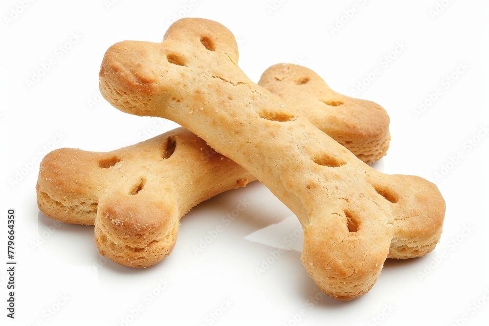 Two dog biscuits isolated on white Two dog biscuits isolated on white