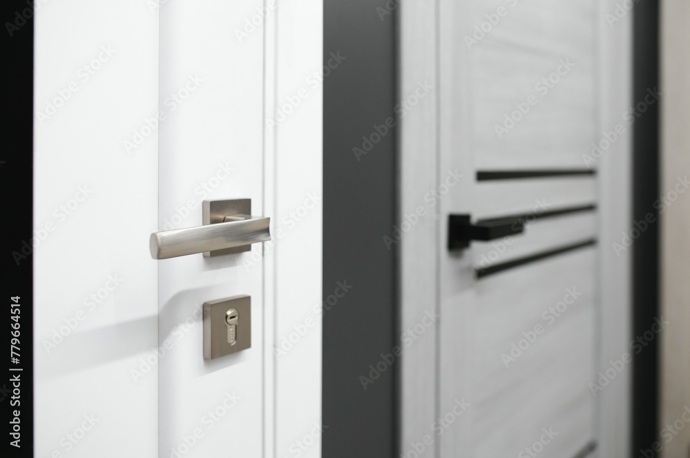 Shop window of doors. A large selection of doors for house Shop window of doors. A large selection of doors for house